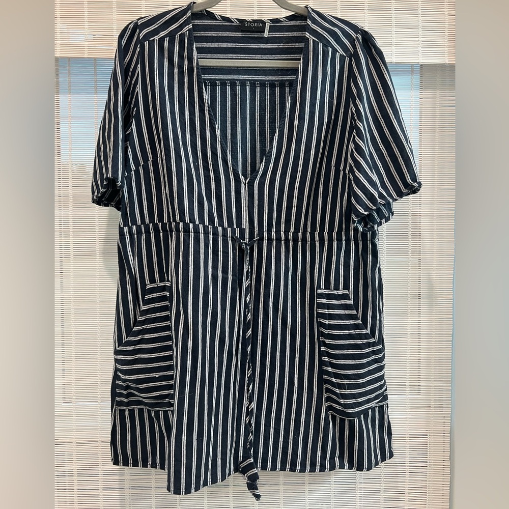 Storia Black and White Striped Dress